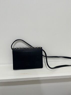 Valentino Garavani Black Leather Crossbody with Top Ring Detail